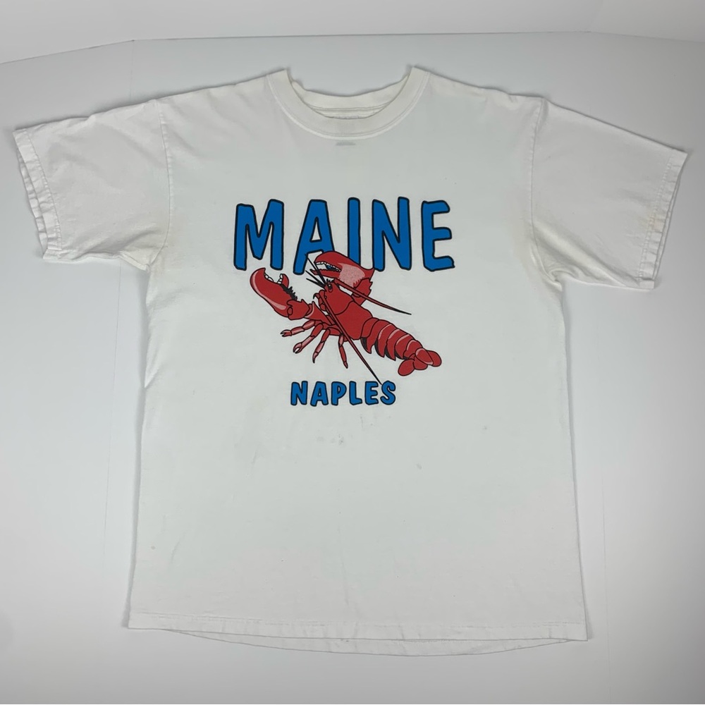 Vintage Lobster T-Shirt Y2k Naples Maine White Anvil Travel Tee Size Large